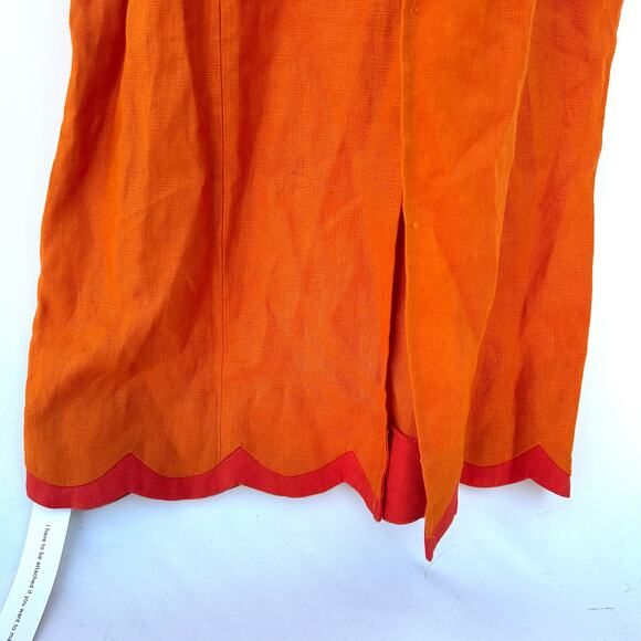 New Reformation Sara Linen Midi Dress Orange Nectarine Pink Sundress 2 Mod - Picture 9 of 13